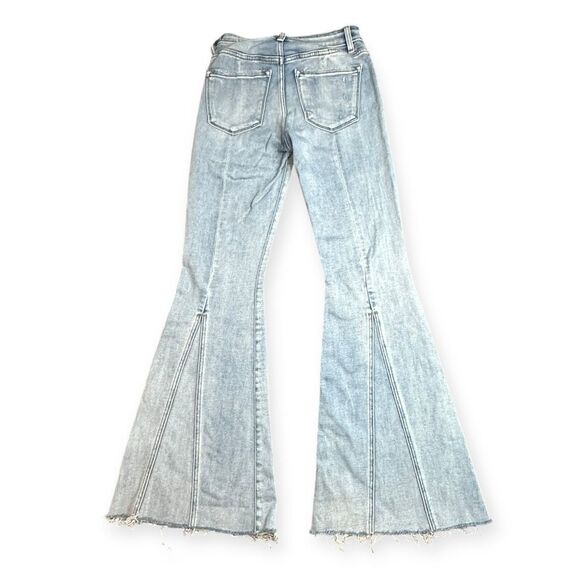 KANCAN Women’s Light Wash Color Nova Distressed High Rise Super Flare Jeans Size - Picture 8 of 11